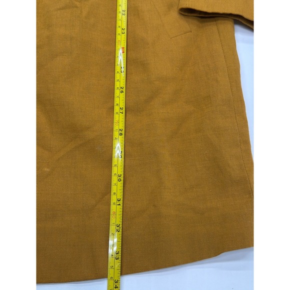 Zara Womens Mustard Yellow Longline 100% Cotton Blazer Jacket Size S Small - Picture 5 of 9